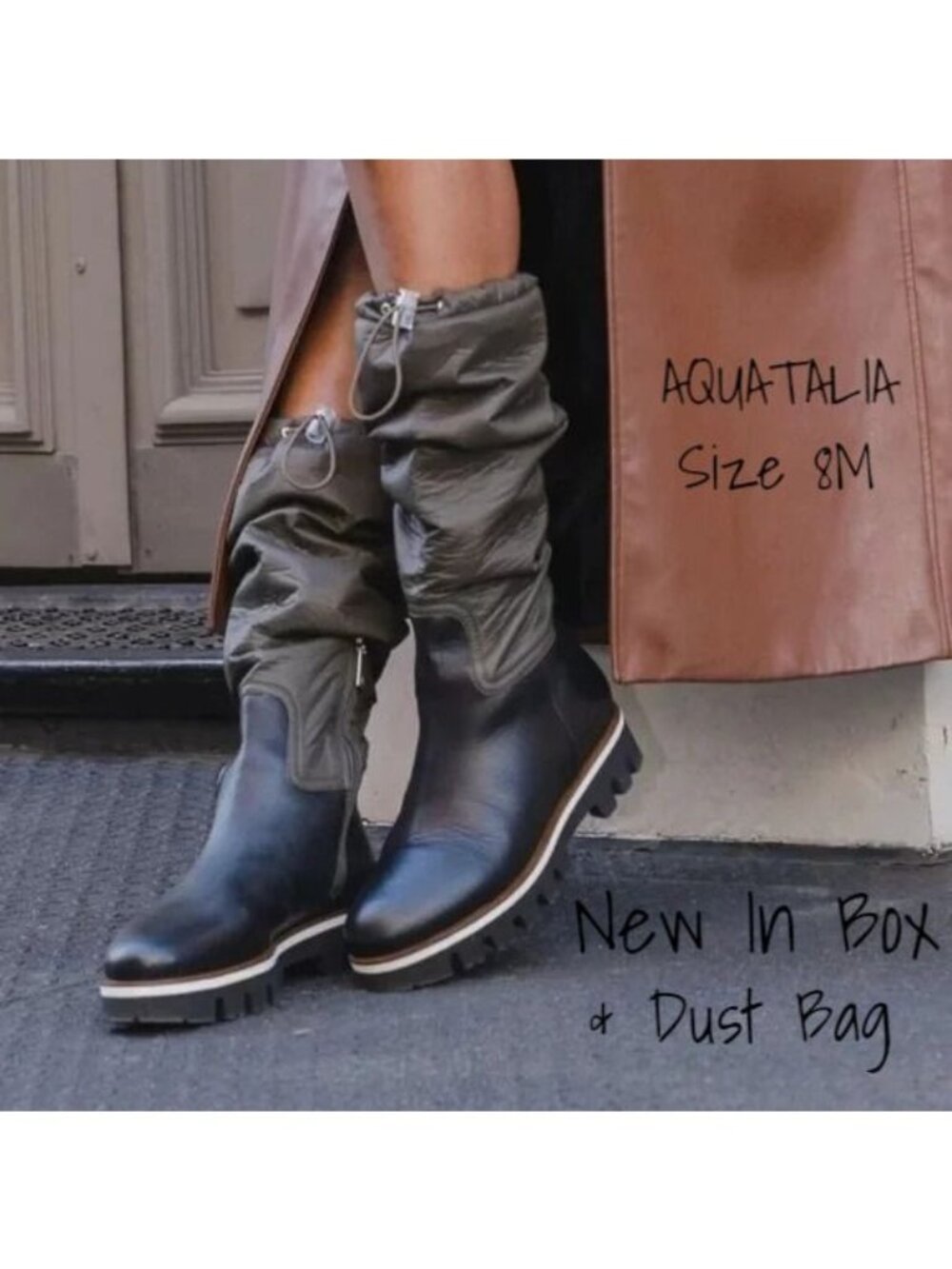 Aquatalia Water Resistant Knee High Boot Size 8 US New In Box